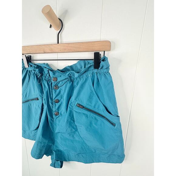 Free People Movement Off the Grid Shorts Size Medium Teal Utility Cargo - Picture 3 of 9